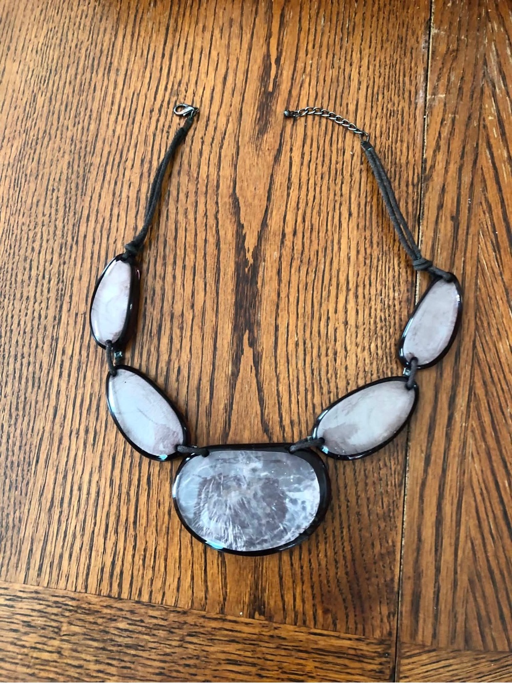 Women's Statement Necklace with Light Gray Stone Accents
